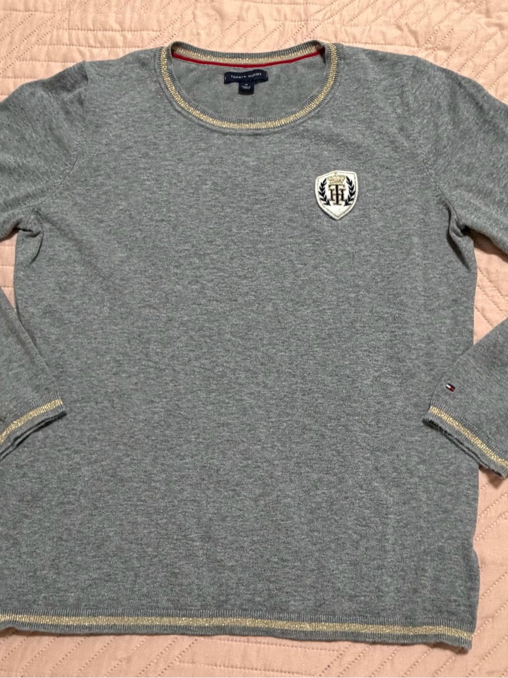 Tommy Hilfiger Heather Gray  Sweater with Crest Patch